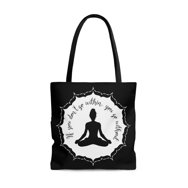 Yoga - Within Without -BW - Tote Bag