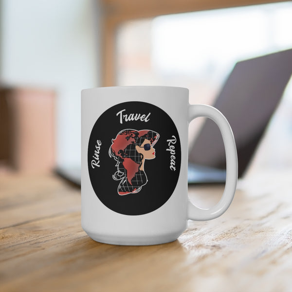 Travel Rinse Repeat - B - White Ceramic Mug