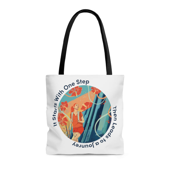 It Starts With One Step - R - AOP Tote Bag