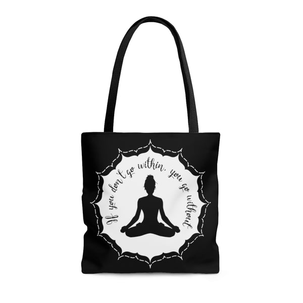 Yoga - Within Without -BW - Tote Bag