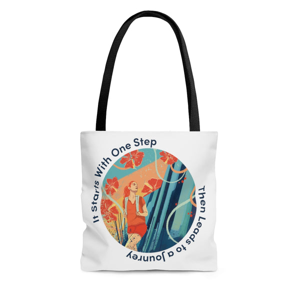 It Starts With One Step - R - AOP Tote Bag