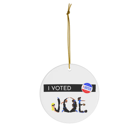 I VOTED JOE - 2BK - Round Ceramic Ornaments