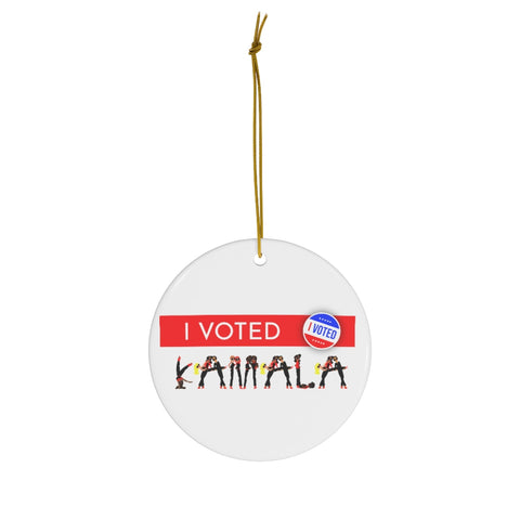 I VOTED KAMALA -1R-  - Round Ceramic Ornaments