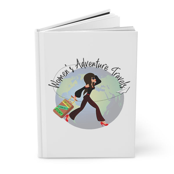 Women's Adventure Travels - Long Haired Brunette - Hardcover Journal Matte