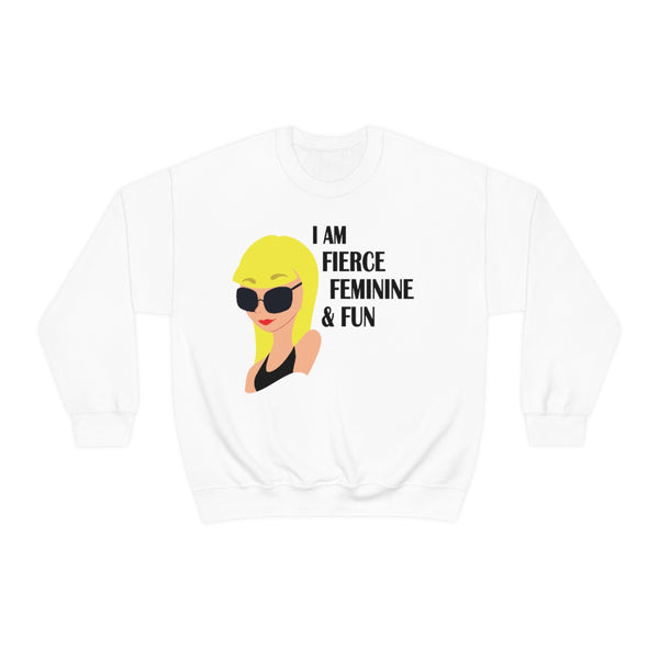 I am Fierce Feminine Fun - BL - Unisex Heavy Blend™ Crewneck Sweatshirt