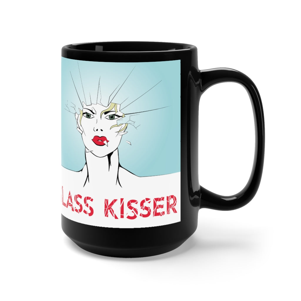 KISS MY GLASS - GK-R - Black Mug 15oz