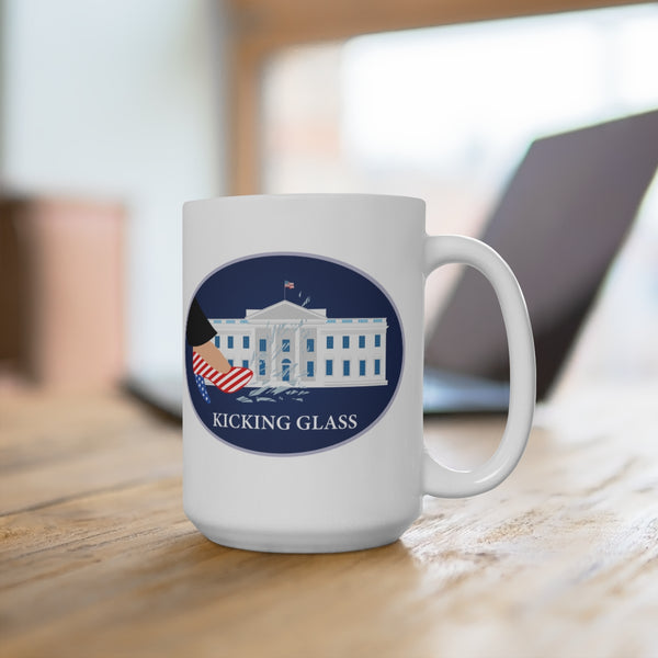 KICKING GLASS -C-BL- White Ceramic Mug