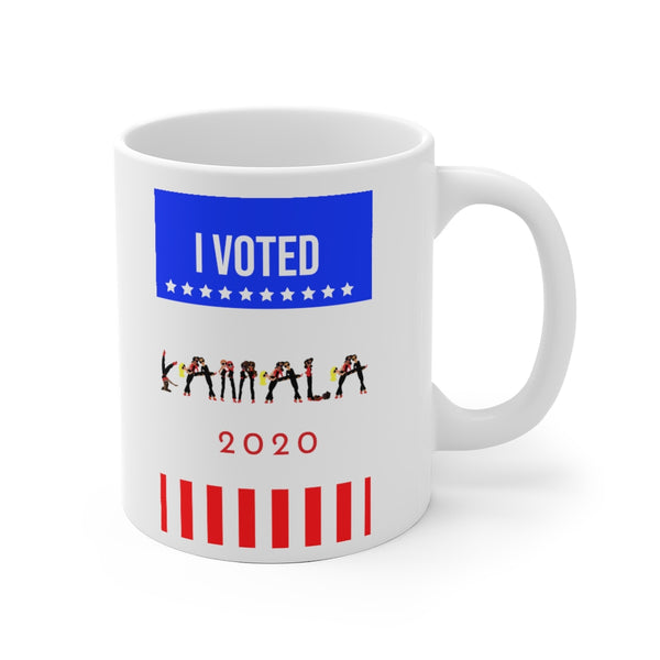 I VOTED KAMALA - Flag-H- White Ceramic Mug