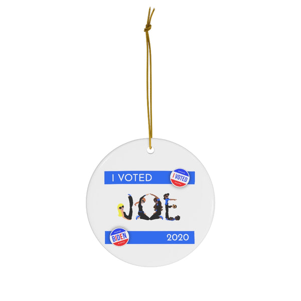 I VOTED JOE - 2BL - Round Ceramic Ornaments