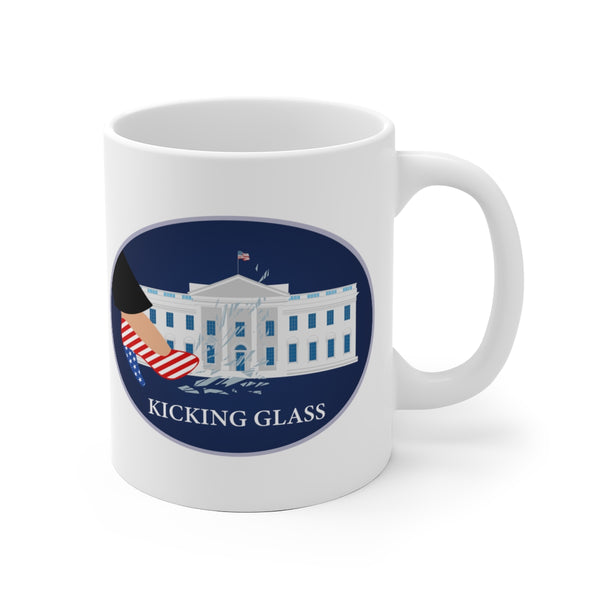 KICKING GLASS -C-BL- White Ceramic Mug