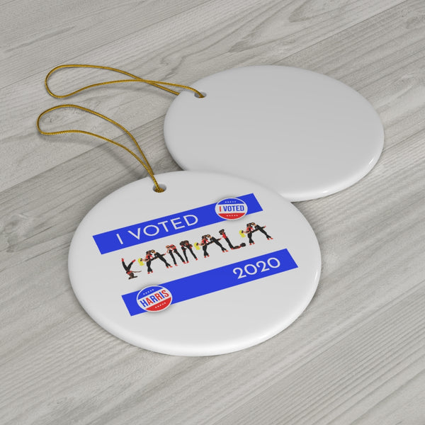 I VOTED KAMALA - Round Ceramic Ornaments