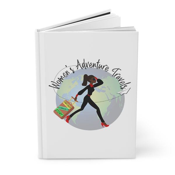 Women's Adventure Travels - Black Woman - Hardcover Journal Matte