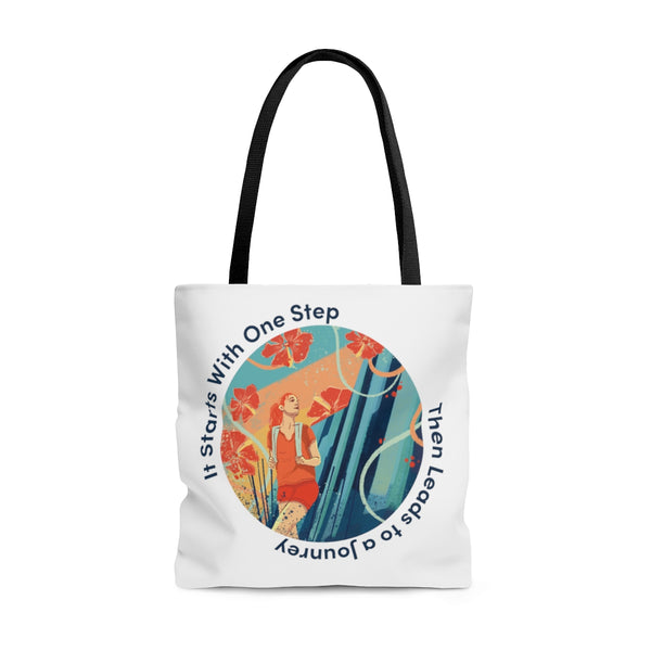 It Starts With One Step - R - AOP Tote Bag