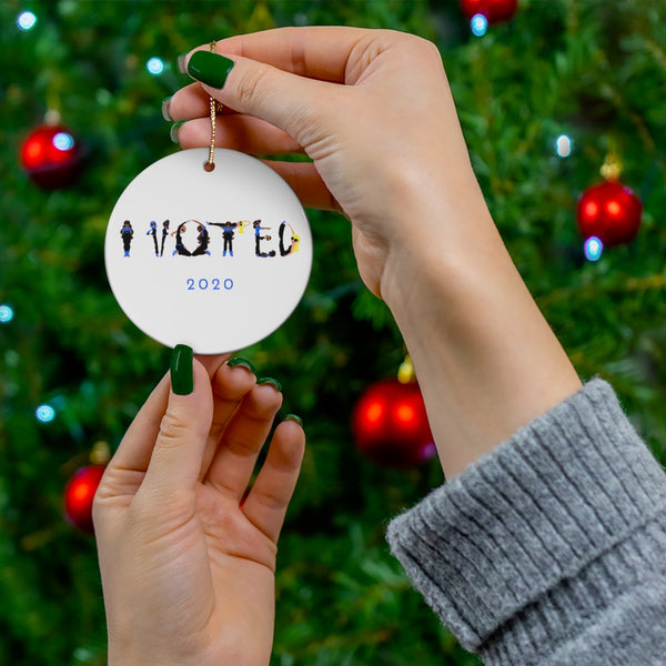 I VOTED 2020 -BL- Round Ceramic Ornaments