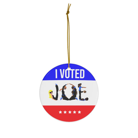 I VOTED JOE - Flag - RWB - Round Ceramic Ornaments